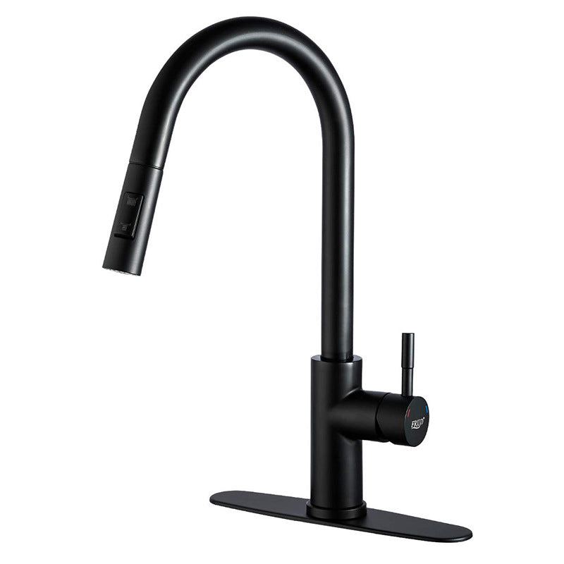 304 Stainless Steel Kitchen Faucet 3-Function Spray High Arc with Pull down Sprayer Clearhalo 'Home Improvement' 'home_improvement' 'home_improvement_kitchen_faucets' 'Kitchen Faucets' 'Kitchen Remodel & Kitchen Fixtures' 'Kitchen Sinks & Faucet Components' 'kitchen_faucets' 6952023