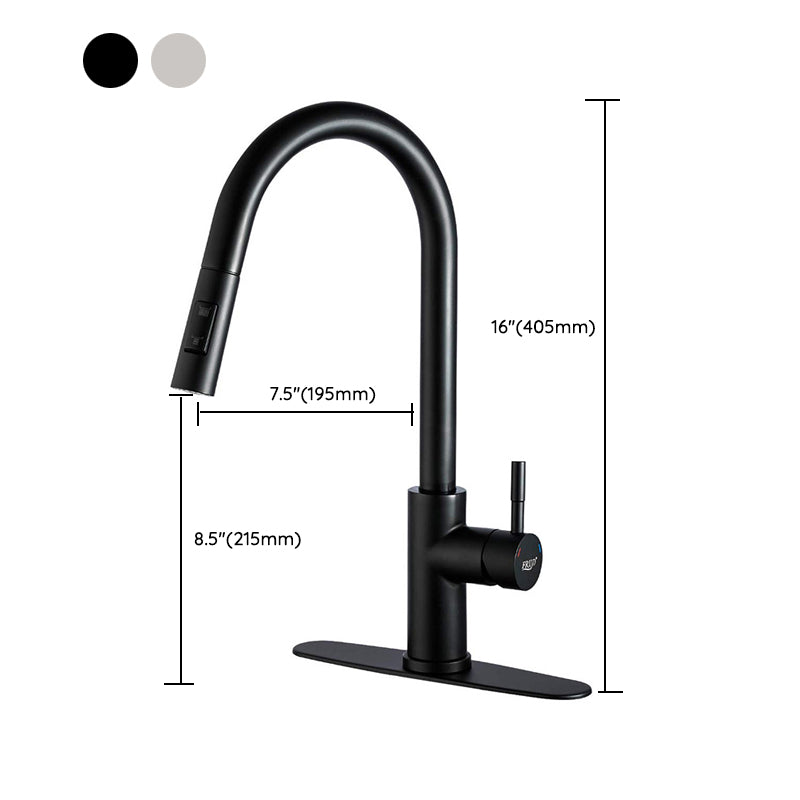 304 Stainless Steel Kitchen Faucet 3-Function Spray High Arc with Pull down Sprayer Clearhalo 'Home Improvement' 'home_improvement' 'home_improvement_kitchen_faucets' 'Kitchen Faucets' 'Kitchen Remodel & Kitchen Fixtures' 'Kitchen Sinks & Faucet Components' 'kitchen_faucets' 6952027