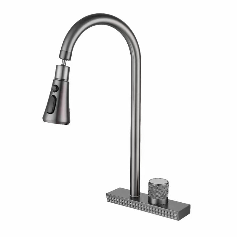 Contemporary Standard Kitchen Faucets Brushed Nickel No Sensor Swivel Spout Universal Clearhalo 'Home Improvement' 'home_improvement' 'home_improvement_kitchen_faucets' 'Kitchen Faucets' 'Kitchen Remodel & Kitchen Fixtures' 'Kitchen Sinks & Faucet Components' 'kitchen_faucets' 6952029