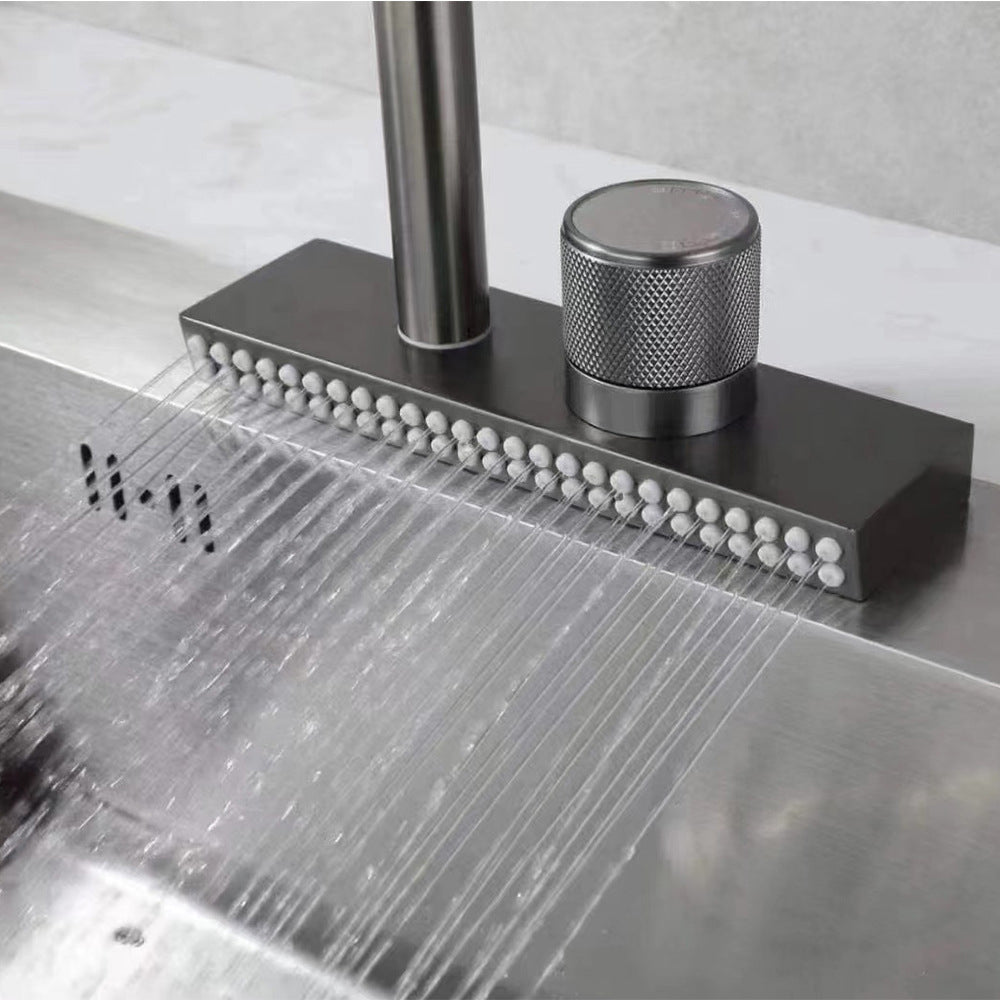 Contemporary Standard Kitchen Faucets Brushed Nickel No Sensor Swivel Spout Clearhalo 'Home Improvement' 'home_improvement' 'home_improvement_kitchen_faucets' 'Kitchen Faucets' 'Kitchen Remodel & Kitchen Fixtures' 'Kitchen Sinks & Faucet Components' 'kitchen_faucets' 6952032