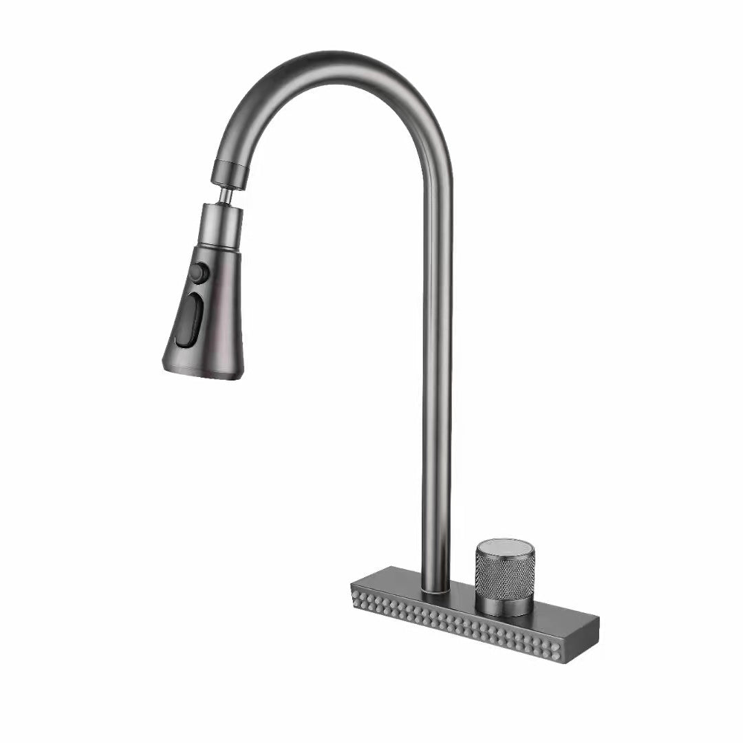 Contemporary Standard Kitchen Faucets Brushed Nickel No Sensor Swivel Spout Clearhalo 'Home Improvement' 'home_improvement' 'home_improvement_kitchen_faucets' 'Kitchen Faucets' 'Kitchen Remodel & Kitchen Fixtures' 'Kitchen Sinks & Faucet Components' 'kitchen_faucets' 6952033