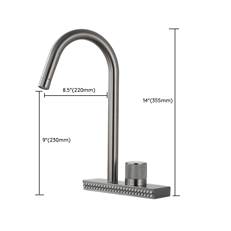 Contemporary Standard Kitchen Faucets Brushed Nickel No Sensor Swivel Spout Clearhalo 'Home Improvement' 'home_improvement' 'home_improvement_kitchen_faucets' 'Kitchen Faucets' 'Kitchen Remodel & Kitchen Fixtures' 'Kitchen Sinks & Faucet Components' 'kitchen_faucets' 6952036