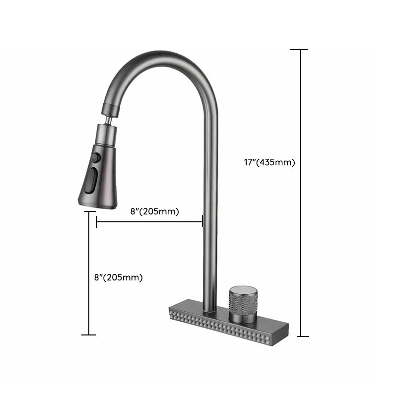 Contemporary Standard Kitchen Faucets Brushed Nickel No Sensor Swivel Spout Clearhalo 'Home Improvement' 'home_improvement' 'home_improvement_kitchen_faucets' 'Kitchen Faucets' 'Kitchen Remodel & Kitchen Fixtures' 'Kitchen Sinks & Faucet Components' 'kitchen_faucets' 6952037