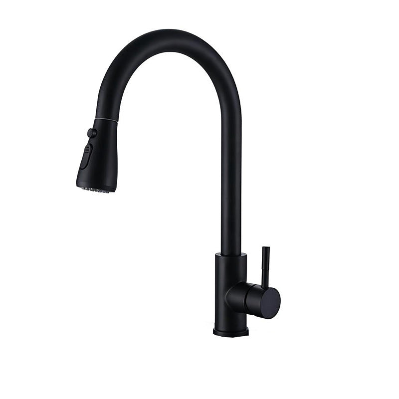 Pulldown Sprayer Bar Prep Kitchen Faucet Contemporary Bridge Faucet Black Based Not Included Clearhalo 'Home Improvement' 'home_improvement' 'home_improvement_kitchen_faucets' 'Kitchen Faucets' 'Kitchen Remodel & Kitchen Fixtures' 'Kitchen Sinks & Faucet Components' 'kitchen_faucets' 6952041