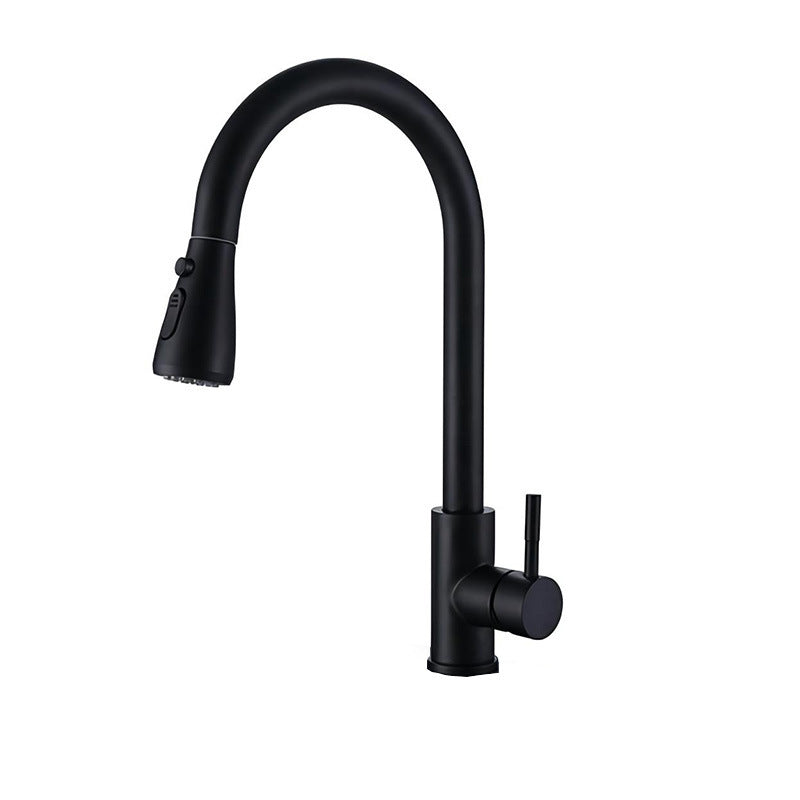Pulldown Sprayer Bar Prep Kitchen Faucet Contemporary Bridge Faucet Black Based Not Included Clearhalo 'Home Improvement' 'home_improvement' 'home_improvement_kitchen_faucets' 'Kitchen Faucets' 'Kitchen Remodel & Kitchen Fixtures' 'Kitchen Sinks & Faucet Components' 'kitchen_faucets' 6952041
