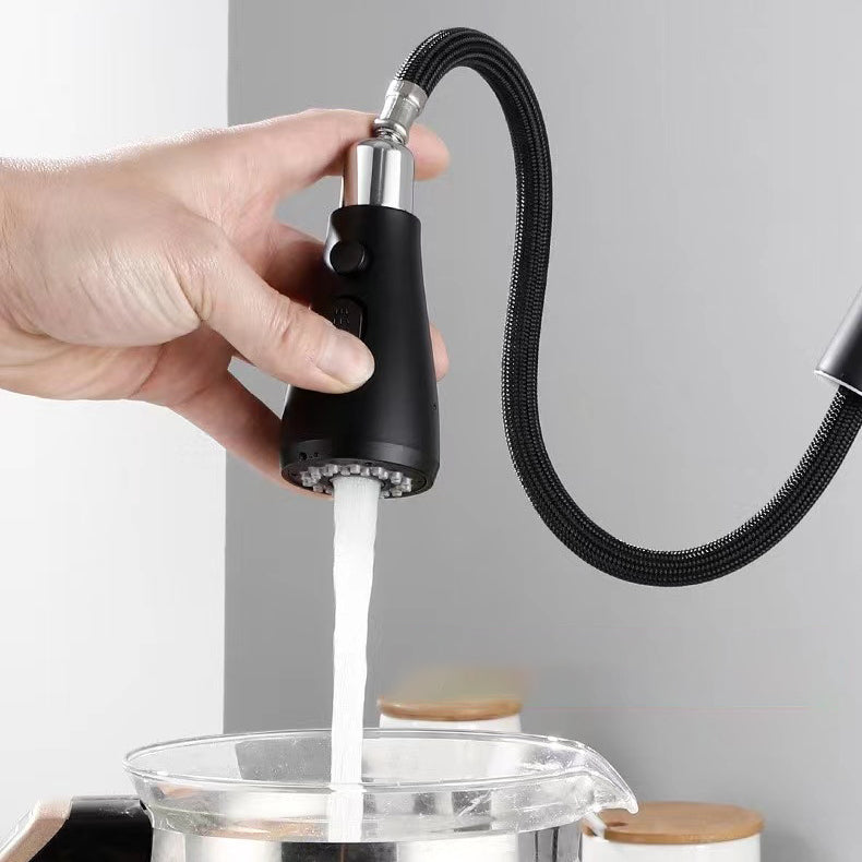 Pulldown Sprayer Bar Prep Kitchen Faucet Contemporary Bridge Faucet Clearhalo 'Home Improvement' 'home_improvement' 'home_improvement_kitchen_faucets' 'Kitchen Faucets' 'Kitchen Remodel & Kitchen Fixtures' 'Kitchen Sinks & Faucet Components' 'kitchen_faucets' 6952042