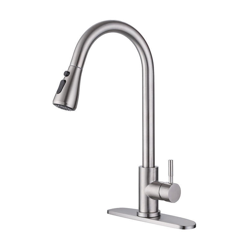 Pulldown Sprayer Bar Prep Kitchen Faucet Contemporary Bridge Faucet Clearhalo 'Home Improvement' 'home_improvement' 'home_improvement_kitchen_faucets' 'Kitchen Faucets' 'Kitchen Remodel & Kitchen Fixtures' 'Kitchen Sinks & Faucet Components' 'kitchen_faucets' 6952044