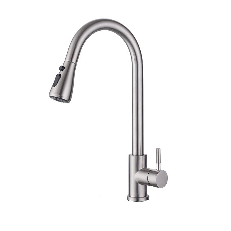 Pulldown Sprayer Bar Prep Kitchen Faucet Contemporary Bridge Faucet Clearhalo 'Home Improvement' 'home_improvement' 'home_improvement_kitchen_faucets' 'Kitchen Faucets' 'Kitchen Remodel & Kitchen Fixtures' 'Kitchen Sinks & Faucet Components' 'kitchen_faucets' 6952045