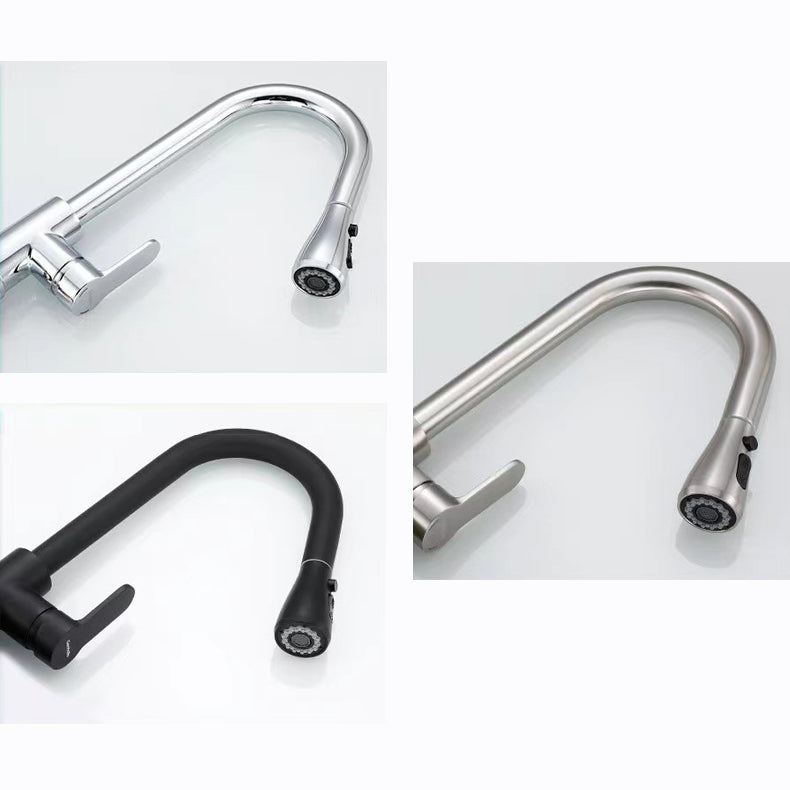 Pulldown Sprayer Bar Prep Kitchen Faucet Contemporary Bridge Faucet Clearhalo 'Home Improvement' 'home_improvement' 'home_improvement_kitchen_faucets' 'Kitchen Faucets' 'Kitchen Remodel & Kitchen Fixtures' 'Kitchen Sinks & Faucet Components' 'kitchen_faucets' 6952046
