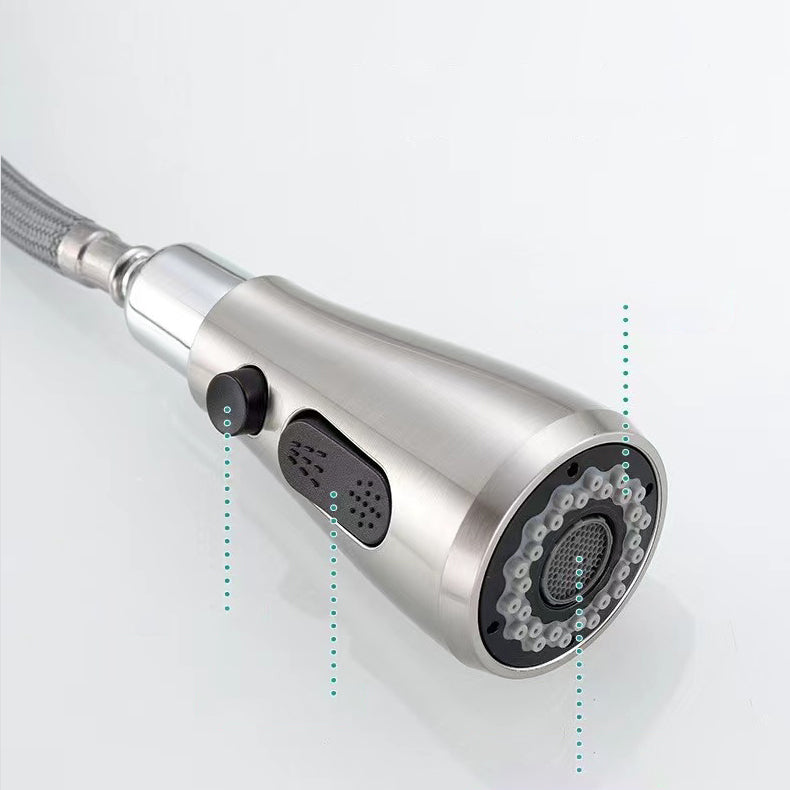 Pulldown Sprayer Bar Prep Kitchen Faucet Contemporary Bridge Faucet Clearhalo 'Home Improvement' 'home_improvement' 'home_improvement_kitchen_faucets' 'Kitchen Faucets' 'Kitchen Remodel & Kitchen Fixtures' 'Kitchen Sinks & Faucet Components' 'kitchen_faucets' 6952047