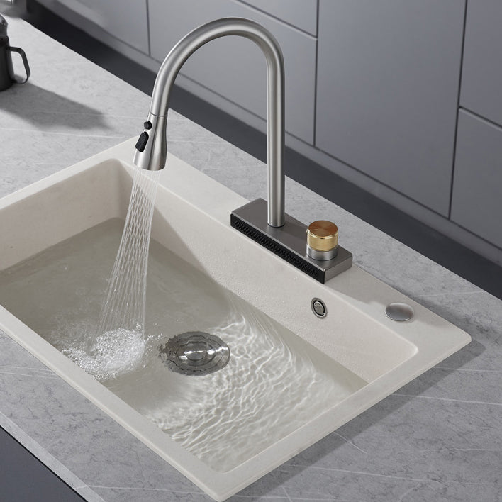Contemporary Pot Filler Kitchen Faucet with Deck Plate 2 Hole Bar Faucet Nickel Clearhalo 'Home Improvement' 'home_improvement' 'home_improvement_kitchen_faucets' 'Kitchen Faucets' 'Kitchen Remodel & Kitchen Fixtures' 'Kitchen Sinks & Faucet Components' 'kitchen_faucets' 6952052