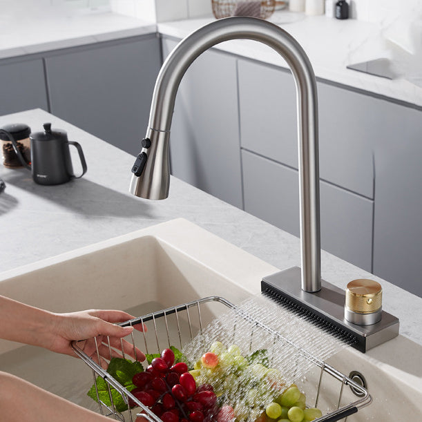Contemporary Pot Filler Kitchen Faucet with Deck Plate 2 Hole Bar Faucet Clearhalo 'Home Improvement' 'home_improvement' 'home_improvement_kitchen_faucets' 'Kitchen Faucets' 'Kitchen Remodel & Kitchen Fixtures' 'Kitchen Sinks & Faucet Components' 'kitchen_faucets' 6952057
