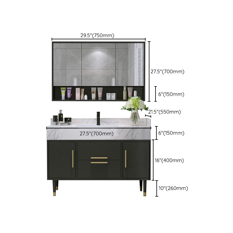 Metal Frame Vanity Set Plain Rectangle Drawers Freestanding Bath Vanity with Drawers Clearhalo 'Bathroom Remodel & Bathroom Fixtures' 'Bathroom Vanities' 'bathroom_vanities' 'Home Improvement' 'home_improvement' 'home_improvement_bathroom_vanities' 6952075