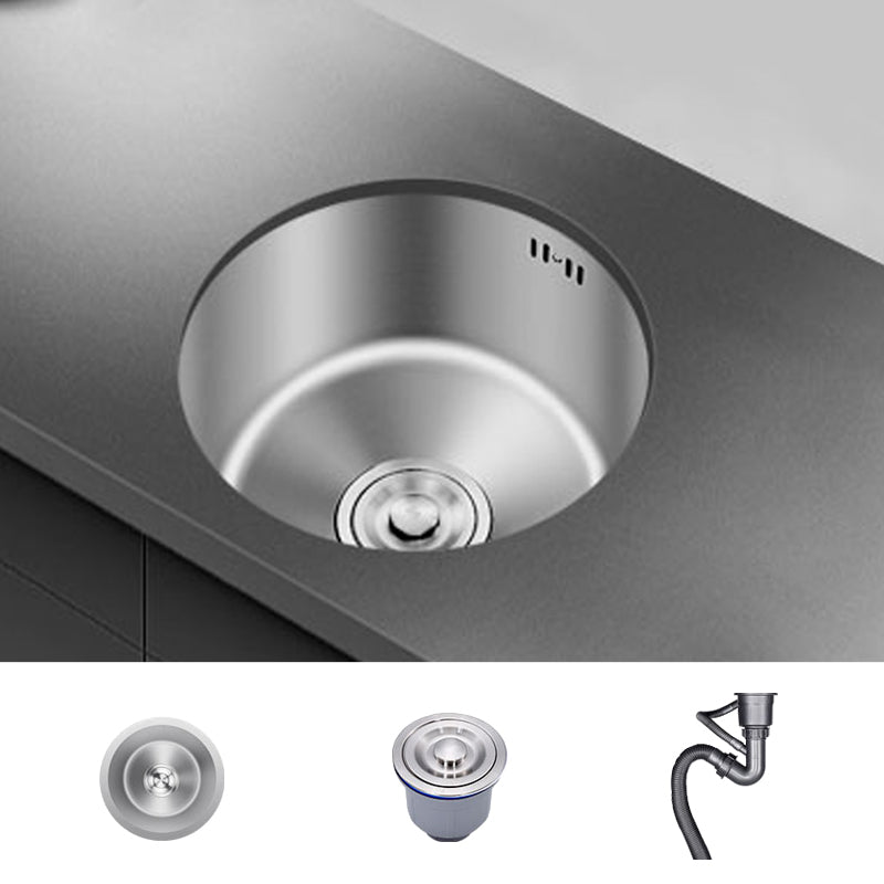 Round Stainless Steel Sink Single Bowl Undermount Sink with Basket Strainer Sink Only None Clearhalo 'Home Improvement' 'home_improvement' 'home_improvement_kitchen_sinks' 'Kitchen Remodel & Kitchen Fixtures' 'Kitchen Sinks & Faucet Components' 'Kitchen Sinks' 'kitchen_sinks' 6952100