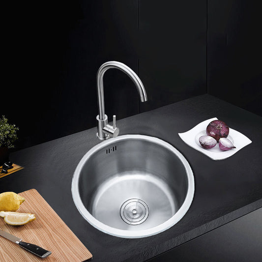 Round Stainless Steel Sink Single Bowl Undermount Sink with Basket Strainer Clearhalo 'Home Improvement' 'home_improvement' 'home_improvement_kitchen_sinks' 'Kitchen Remodel & Kitchen Fixtures' 'Kitchen Sinks & Faucet Components' 'Kitchen Sinks' 'kitchen_sinks' 6952102