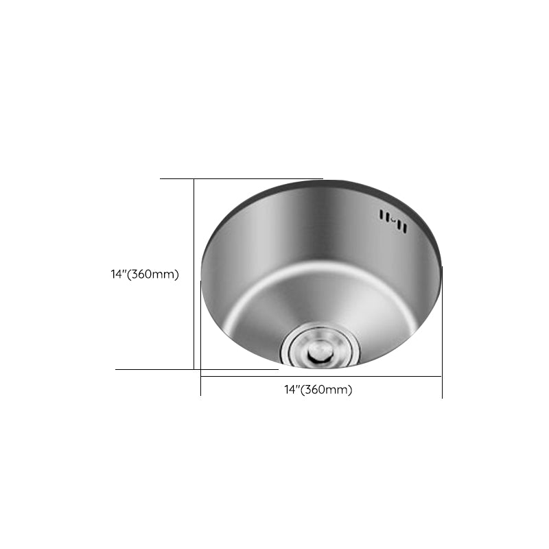 Round Stainless Steel Sink Single Bowl Undermount Sink with Basket Strainer Clearhalo 'Home Improvement' 'home_improvement' 'home_improvement_kitchen_sinks' 'Kitchen Remodel & Kitchen Fixtures' 'Kitchen Sinks & Faucet Components' 'Kitchen Sinks' 'kitchen_sinks' 6952112