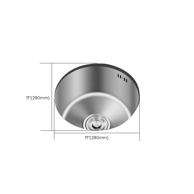 Round Stainless Steel Sink Single Bowl Undermount Sink with Basket Strainer Clearhalo 'Home Improvement' 'home_improvement' 'home_improvement_kitchen_sinks' 'Kitchen Remodel & Kitchen Fixtures' 'Kitchen Sinks & Faucet Components' 'Kitchen Sinks' 'kitchen_sinks' 6952113