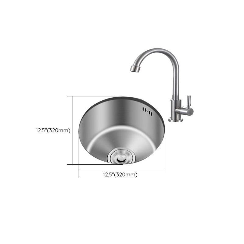 Round Stainless Steel Sink Single Bowl Undermount Sink with Basket Strainer Clearhalo 'Home Improvement' 'home_improvement' 'home_improvement_kitchen_sinks' 'Kitchen Remodel & Kitchen Fixtures' 'Kitchen Sinks & Faucet Components' 'Kitchen Sinks' 'kitchen_sinks' 6952121