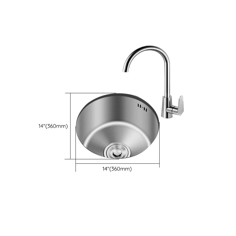 Round Stainless Steel Sink Single Bowl Undermount Sink with Basket Strainer Clearhalo 'Home Improvement' 'home_improvement' 'home_improvement_kitchen_sinks' 'Kitchen Remodel & Kitchen Fixtures' 'Kitchen Sinks & Faucet Components' 'Kitchen Sinks' 'kitchen_sinks' 6952124