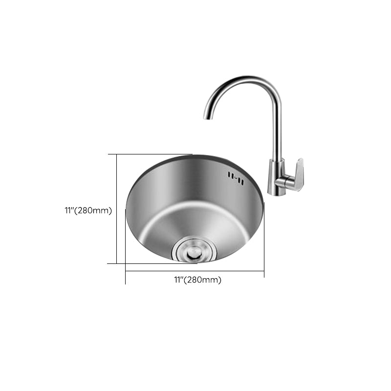 Round Stainless Steel Sink Single Bowl Undermount Sink with Basket Strainer Clearhalo 'Home Improvement' 'home_improvement' 'home_improvement_kitchen_sinks' 'Kitchen Remodel & Kitchen Fixtures' 'Kitchen Sinks & Faucet Components' 'Kitchen Sinks' 'kitchen_sinks' 6952125