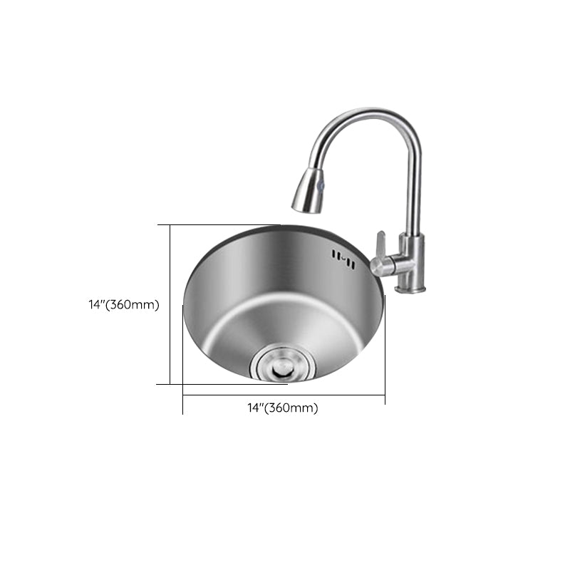 Round Stainless Steel Sink Single Bowl Undermount Sink with Basket Strainer Clearhalo 'Home Improvement' 'home_improvement' 'home_improvement_kitchen_sinks' 'Kitchen Remodel & Kitchen Fixtures' 'Kitchen Sinks & Faucet Components' 'Kitchen Sinks' 'kitchen_sinks' 6952130