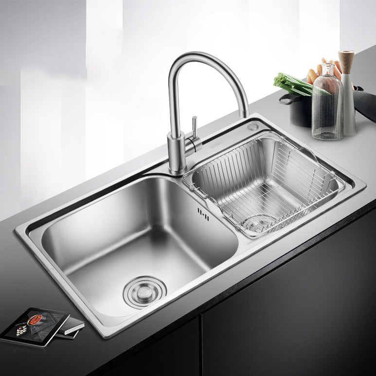 Stainless Steel Double Sink Kitchen Sink 2 Holes Drop-In Sink Clearhalo 'Home Improvement' 'home_improvement' 'home_improvement_kitchen_sinks' 'Kitchen Remodel & Kitchen Fixtures' 'Kitchen Sinks & Faucet Components' 'Kitchen Sinks' 'kitchen_sinks' 6952141