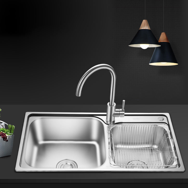 Stainless Steel Double Sink Kitchen Sink 2 Holes Drop-In Sink Clearhalo 'Home Improvement' 'home_improvement' 'home_improvement_kitchen_sinks' 'Kitchen Remodel & Kitchen Fixtures' 'Kitchen Sinks & Faucet Components' 'Kitchen Sinks' 'kitchen_sinks' 6952147
