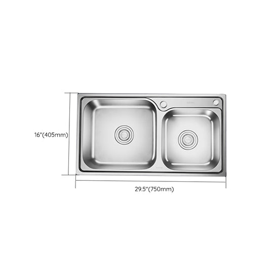 Stainless Steel Double Sink Kitchen Sink 2 Holes Drop-In Sink Clearhalo 'Home Improvement' 'home_improvement' 'home_improvement_kitchen_sinks' 'Kitchen Remodel & Kitchen Fixtures' 'Kitchen Sinks & Faucet Components' 'Kitchen Sinks' 'kitchen_sinks' 6952148