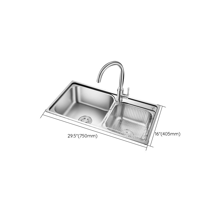 Stainless Steel Double Sink Kitchen Sink 2 Holes Drop-In Sink Clearhalo 'Home Improvement' 'home_improvement' 'home_improvement_kitchen_sinks' 'Kitchen Remodel & Kitchen Fixtures' 'Kitchen Sinks & Faucet Components' 'Kitchen Sinks' 'kitchen_sinks' 6952149