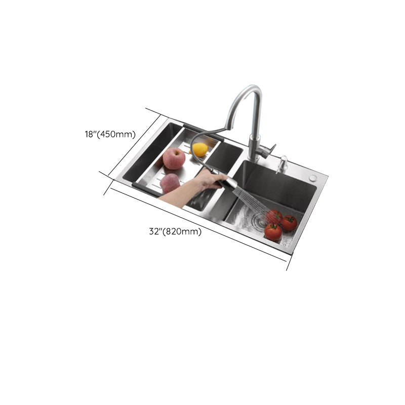 Stainless Steel Double Sink Kitchen Sink 3 Holes Drop-In Sink with Drain Assembly Clearhalo 'Home Improvement' 'home_improvement' 'home_improvement_kitchen_sinks' 'Kitchen Remodel & Kitchen Fixtures' 'Kitchen Sinks & Faucet Components' 'Kitchen Sinks' 'kitchen_sinks' 6952183