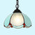 Black/White/Blue 1 Bulb Down Lighting Mediterranean Stained Glass Flared Hanging Ceiling Light Black Clearhalo 'Ceiling Lights' 'Industrial' 'Middle Century Pendants' 'Pendant Lights' 'Pendants' 'Tiffany close to ceiling' 'Tiffany Pendants' 'Tiffany' Lighting' 69521