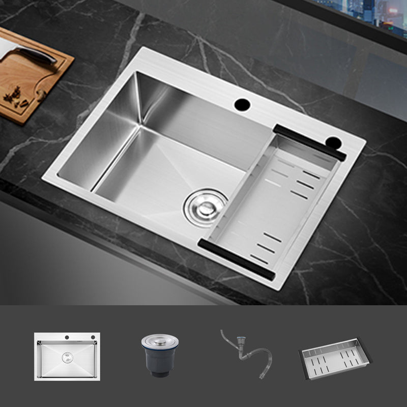 Modern Single Bowl Kitchen Sink Stainless Steel Kitchen Sink with Rectangle Shape Sink Only None Clearhalo 'Home Improvement' 'home_improvement' 'home_improvement_kitchen_sinks' 'Kitchen Remodel & Kitchen Fixtures' 'Kitchen Sinks & Faucet Components' 'Kitchen Sinks' 'kitchen_sinks' 6952218