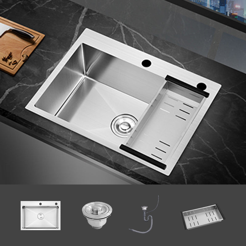 Modern Single Bowl Kitchen Sink Stainless Steel Kitchen Sink with Rectangle Shape 19.7"L x 15.7"W x 8.7"H Sink Only None Clearhalo 'Home Improvement' 'home_improvement' 'home_improvement_kitchen_sinks' 'Kitchen Remodel & Kitchen Fixtures' 'Kitchen Sinks & Faucet Components' 'Kitchen Sinks' 'kitchen_sinks' 6952219