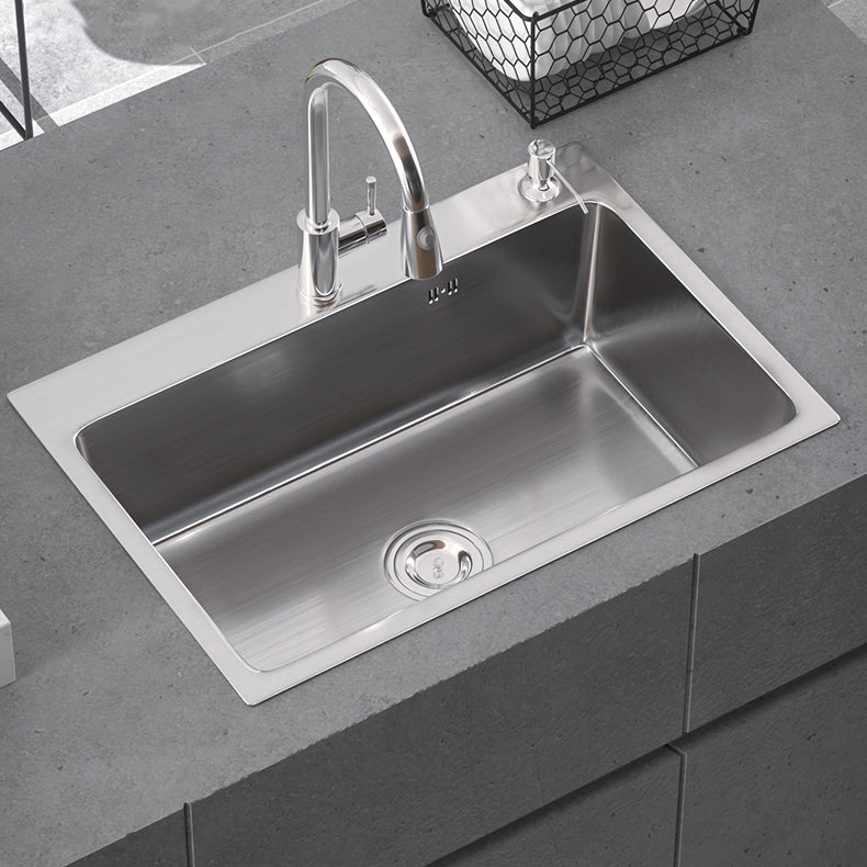 Modern Single Bowl Kitchen Sink Stainless Steel Kitchen Sink with Rectangle Shape Clearhalo 'Home Improvement' 'home_improvement' 'home_improvement_kitchen_sinks' 'Kitchen Remodel & Kitchen Fixtures' 'Kitchen Sinks & Faucet Components' 'Kitchen Sinks' 'kitchen_sinks' 6952220