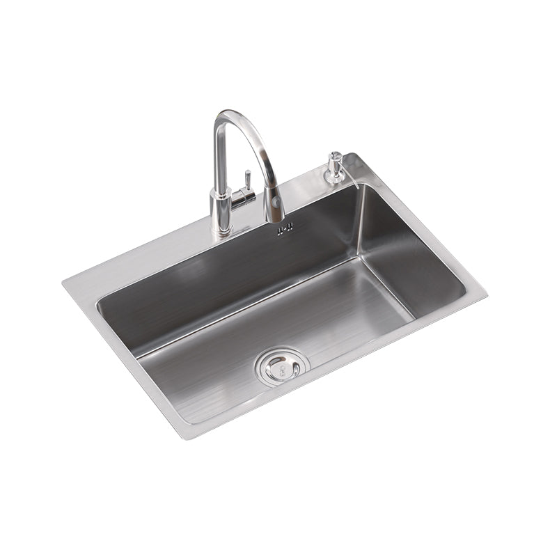 Modern Single Bowl Kitchen Sink Stainless Steel Kitchen Sink with Rectangle Shape Clearhalo 'Home Improvement' 'home_improvement' 'home_improvement_kitchen_sinks' 'Kitchen Remodel & Kitchen Fixtures' 'Kitchen Sinks & Faucet Components' 'Kitchen Sinks' 'kitchen_sinks' 6952226