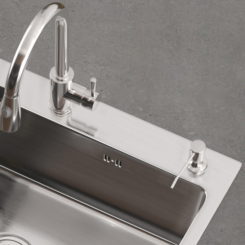 Modern Single Bowl Kitchen Sink Stainless Steel Kitchen Sink with Rectangle Shape Clearhalo 'Home Improvement' 'home_improvement' 'home_improvement_kitchen_sinks' 'Kitchen Remodel & Kitchen Fixtures' 'Kitchen Sinks & Faucet Components' 'Kitchen Sinks' 'kitchen_sinks' 6952231