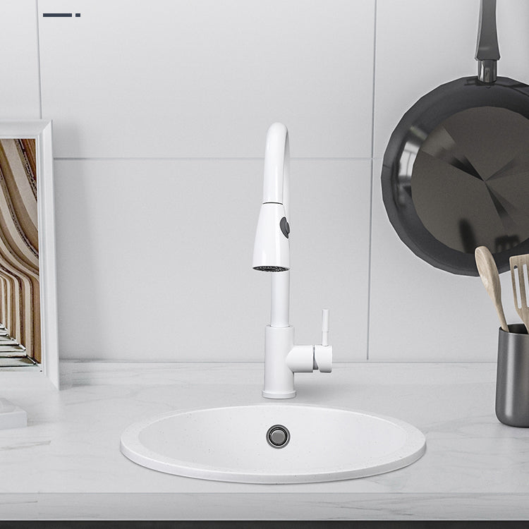 Single Bowl Kitchen Sink Modern Quartz Kitchen Sink with Round Shape Clearhalo 'Home Improvement' 'home_improvement' 'home_improvement_kitchen_sinks' 'Kitchen Remodel & Kitchen Fixtures' 'Kitchen Sinks & Faucet Components' 'Kitchen Sinks' 'kitchen_sinks' 6952253