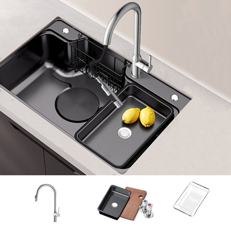 Stainless Steel Kitchen Sink Modern Style Kitchen Sink with Drain Strainer Kit Sink with Faucet Stainless Steel Clearhalo 'Home Improvement' 'home_improvement' 'home_improvement_kitchen_sinks' 'Kitchen Remodel & Kitchen Fixtures' 'Kitchen Sinks & Faucet Components' 'Kitchen Sinks' 'kitchen_sinks' 6952296
