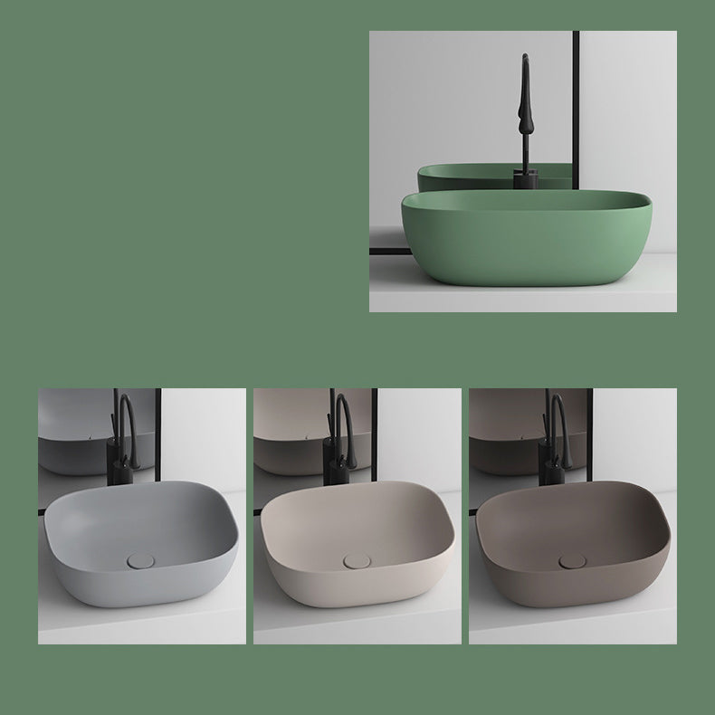 Modern Vessel Lavatory Sink Rectangular Porcelain with Faucet and Pop-Up Drain Basin Sink Clearhalo 'Bathroom Remodel & Bathroom Fixtures' 'Bathroom Sinks & Faucet Components' 'Bathroom Sinks' 'bathroom_sink' 'Home Improvement' 'home_improvement' 'home_improvement_bathroom_sink' 6952320