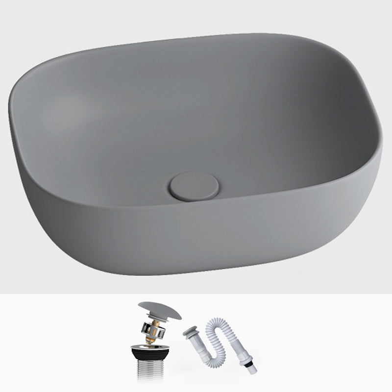 Modern Vessel Lavatory Sink Rectangular Porcelain with Faucet and Pop-Up Drain Basin Sink 19.7"L x 15.7"W x 6.1"H Grey Sink Clearhalo 'Bathroom Remodel & Bathroom Fixtures' 'Bathroom Sinks & Faucet Components' 'Bathroom Sinks' 'bathroom_sink' 'Home Improvement' 'home_improvement' 'home_improvement_bathroom_sink' 6952334