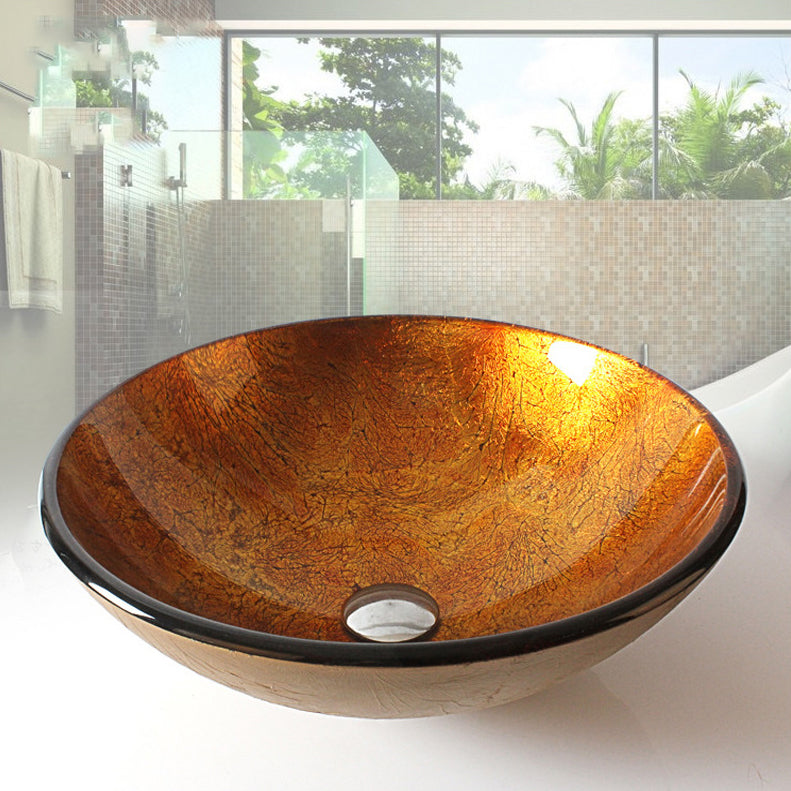 Traditional Vessel Bathroom Sink Round Hand Distressed Basin Sink(Not Including Faucet) Orange Clearhalo 'Bathroom Remodel & Bathroom Fixtures' 'Bathroom Sinks & Faucet Components' 'Bathroom Sinks' 'bathroom_sink' 'Home Improvement' 'home_improvement' 'home_improvement_bathroom_sink' 6952354