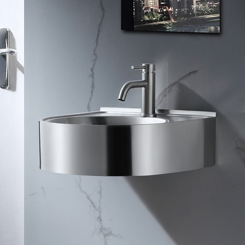 Modern Vessel Bathroom Sink Metal U-Shaped Wall Mount Bathroom Sink(Not Including Faucet) Clearhalo 'Bathroom Remodel & Bathroom Fixtures' 'Bathroom Sinks & Faucet Components' 'Bathroom Sinks' 'bathroom_sink' 'Home Improvement' 'home_improvement' 'home_improvement_bathroom_sink' 6952440