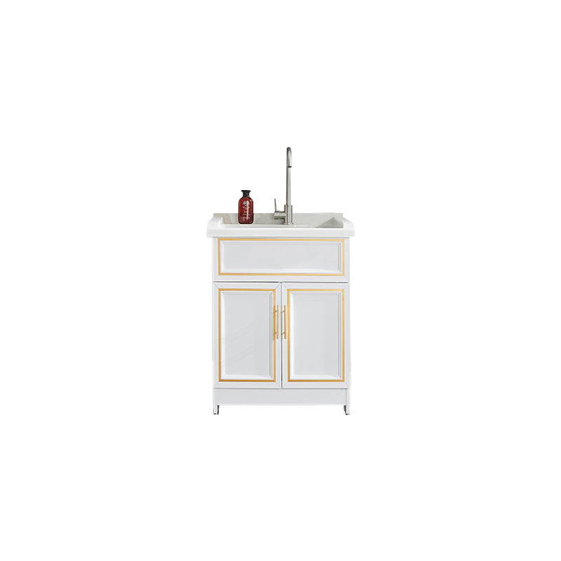 Bathroom Sink Vanity Ceramic Sink Drawers Storage Shelf Vanity with Faucet Vanity & Faucet 25"L x 22"W x 34"H Clearhalo 'Bathroom Remodel & Bathroom Fixtures' 'Bathroom Vanities' 'bathroom_vanities' 'Home Improvement' 'home_improvement' 'home_improvement_bathroom_vanities' 6952575