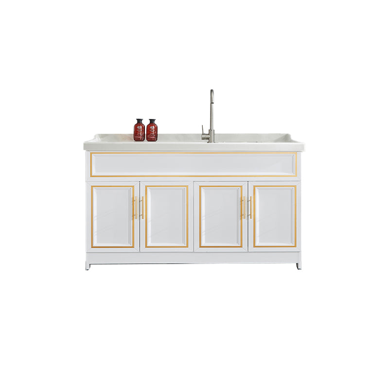 Bathroom Sink Vanity Ceramic Sink Drawers Storage Shelf Vanity with Faucet Vanity & Faucet 55"L x 24"W x 34"H Clearhalo 'Bathroom Remodel & Bathroom Fixtures' 'Bathroom Vanities' 'bathroom_vanities' 'Home Improvement' 'home_improvement' 'home_improvement_bathroom_vanities' 6952590