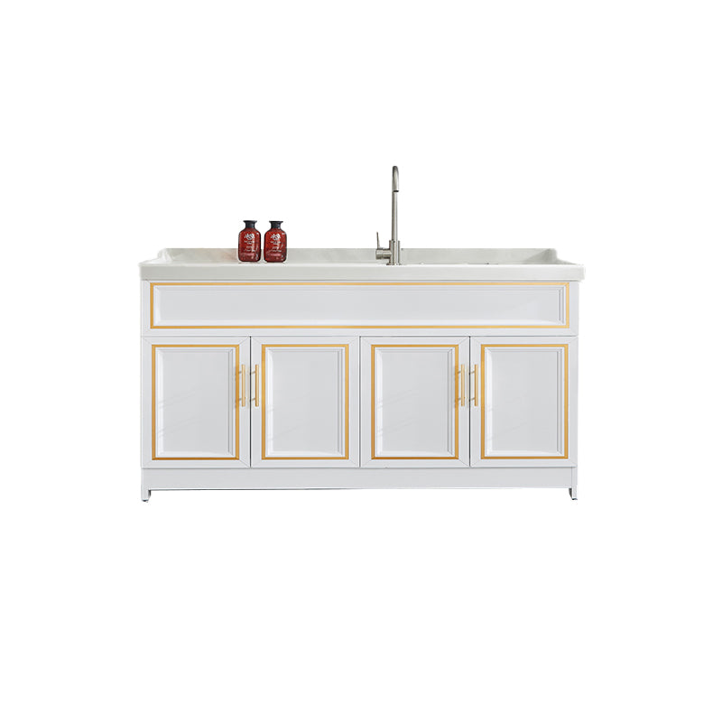 Bathroom Sink Vanity Ceramic Sink Drawers Storage Shelf Vanity with Faucet Vanity & Faucet 59"L x 24"W x 34"H Clearhalo 'Bathroom Remodel & Bathroom Fixtures' 'Bathroom Vanities' 'bathroom_vanities' 'Home Improvement' 'home_improvement' 'home_improvement_bathroom_vanities' 6952591