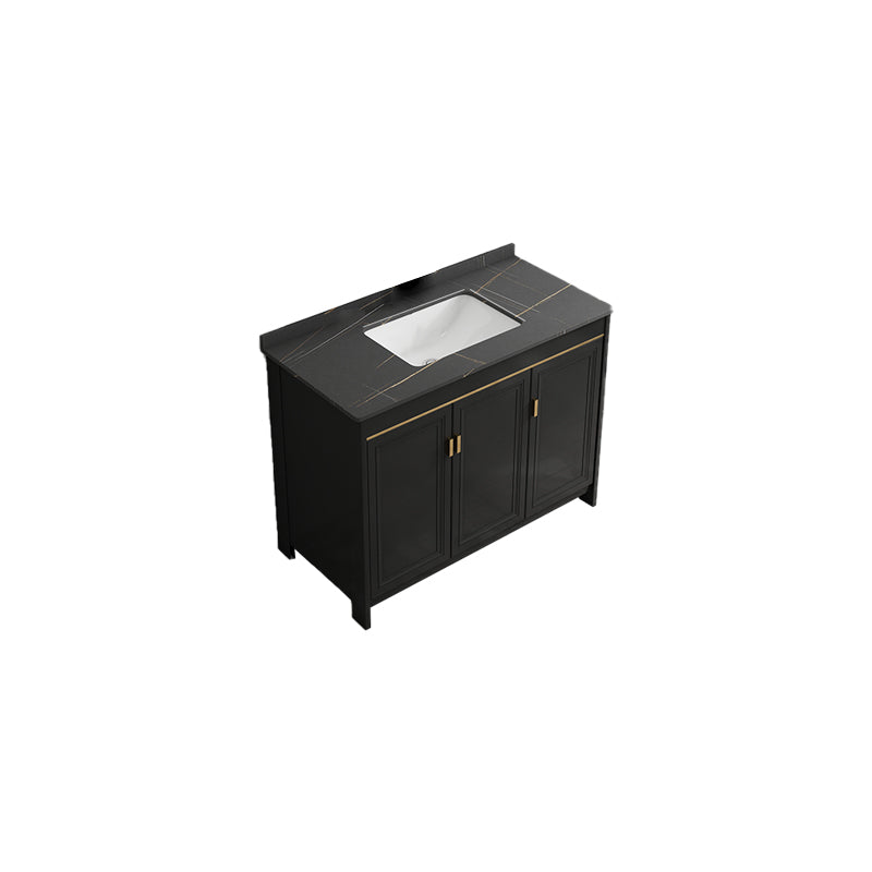 Black Bath Vanity Single Sink Metal Frame Mirror Vanity with Soft Close Door Bathroom Vanity Towel Bar Not Included Clearhalo 'Bathroom Remodel & Bathroom Fixtures' 'Bathroom Vanities' 'bathroom_vanities' 'Home Improvement' 'home_improvement' 'home_improvement_bathroom_vanities' 6952683