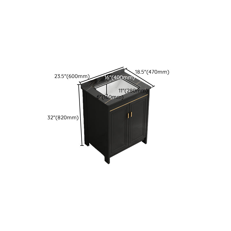 Black Bath Vanity Single Sink Metal Frame Mirror Vanity with Soft Close Door Clearhalo 'Bathroom Remodel & Bathroom Fixtures' 'Bathroom Vanities' 'bathroom_vanities' 'Home Improvement' 'home_improvement' 'home_improvement_bathroom_vanities' 6952685