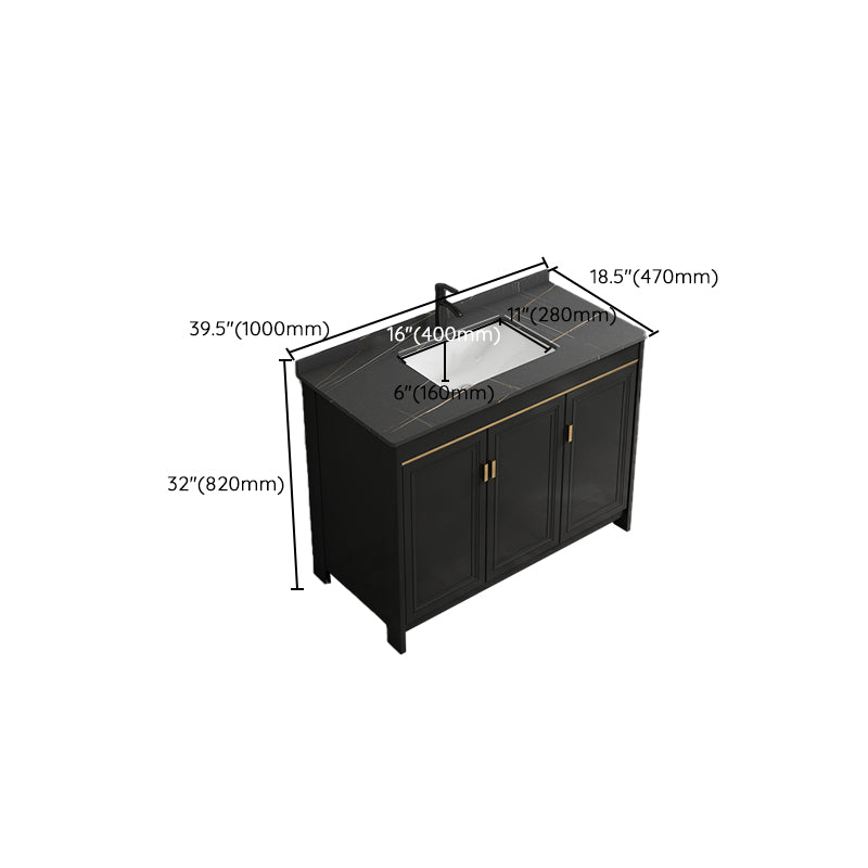 Black Bath Vanity Single Sink Metal Frame Mirror Vanity with Soft Close Door Clearhalo 'Bathroom Remodel & Bathroom Fixtures' 'Bathroom Vanities' 'bathroom_vanities' 'Home Improvement' 'home_improvement' 'home_improvement_bathroom_vanities' 6952694