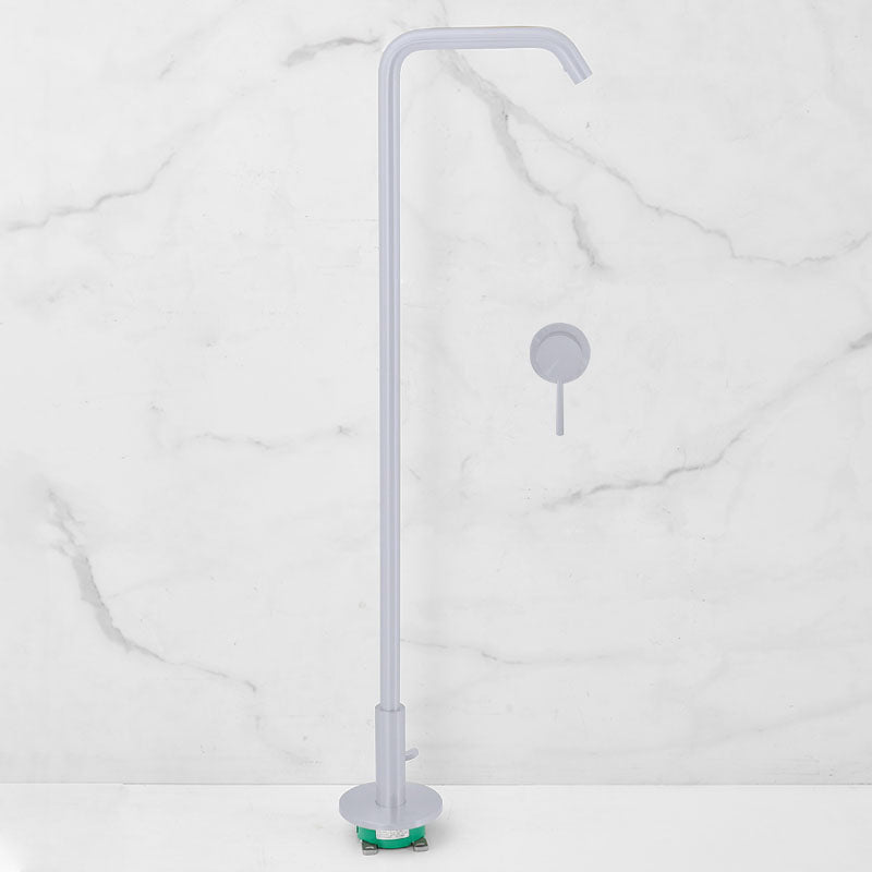 Tub Filler High Arc Handshower Lever Handle Copper Freestanding Tub Filler White Manual Switch Clearhalo 'Bathroom Remodel & Bathroom Fixtures' 'Bathtub Faucets' 'bathtub_faucets' 'Home Improvement' 'home_improvement' 'home_improvement_bathtub_faucets' 6952761