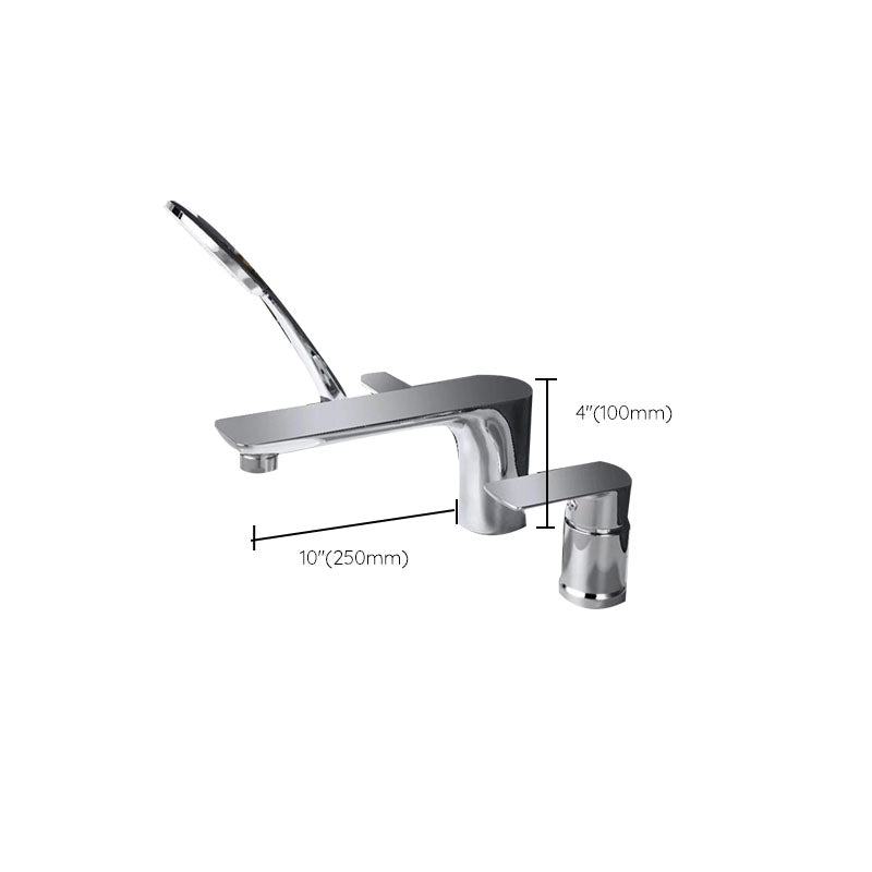 Deck Mounted Tub Filler Copper Lever Handle Low Arc Handshower Tub Filler Clearhalo 'Bathroom Remodel & Bathroom Fixtures' 'Bathtub Faucets' 'bathtub_faucets' 'Home Improvement' 'home_improvement' 'home_improvement_bathtub_faucets' 6952784